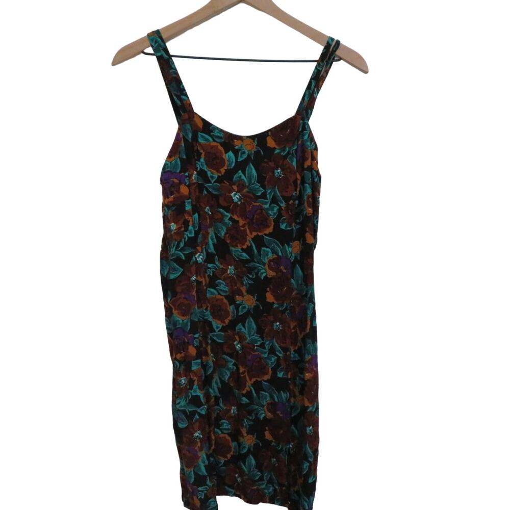 All That Jazz Womens Sz 11/12 Dark Floral Double Strap Vintage Dress